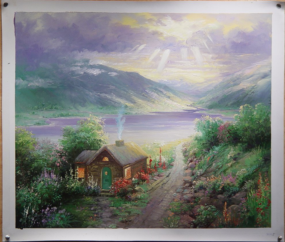 (image for) Handmade oil painting Copy paintings of famous artists Thomas Kinkade's painting, NO.68